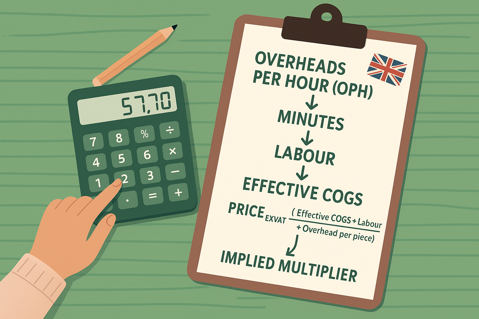 Overheads per hour > minutes > labour florist multipliers
